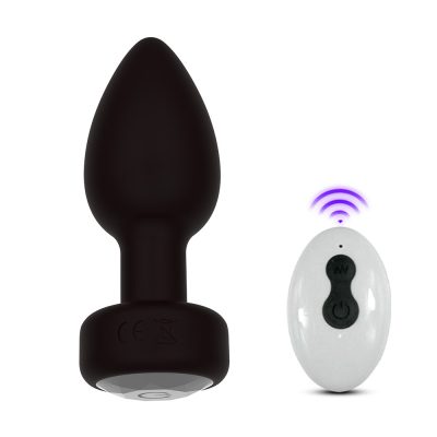 Plug Anal em Silicone com 10 Modos de Vibração,Luz de Led e Controle Remoto sem Fio ou Cotrole de toque - Preto 16 15387667683 pl190 preto