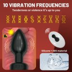 Plug Anal em Silicone com 10 Modos de Vibração,Luz de Led e Controle Remoto sem Fio ou Cotrole de toque - Preto - Imagem 7