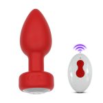 Plug Anal vermelho em Silicone com 10 Modos de Vibração,Luz de Led e Controle Remoto sem Fio ou Cotrole de toque