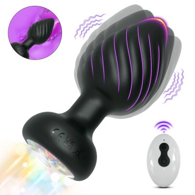 Plug Anal em Silicone com 10 Modos de Vibração,Luz de Led e Controle Remoto sem Fio ou Cotrole de toque