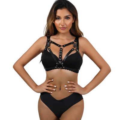 Harness Feminino de Couro com fivelas frontais 29 15389242123 sa051 preto 17