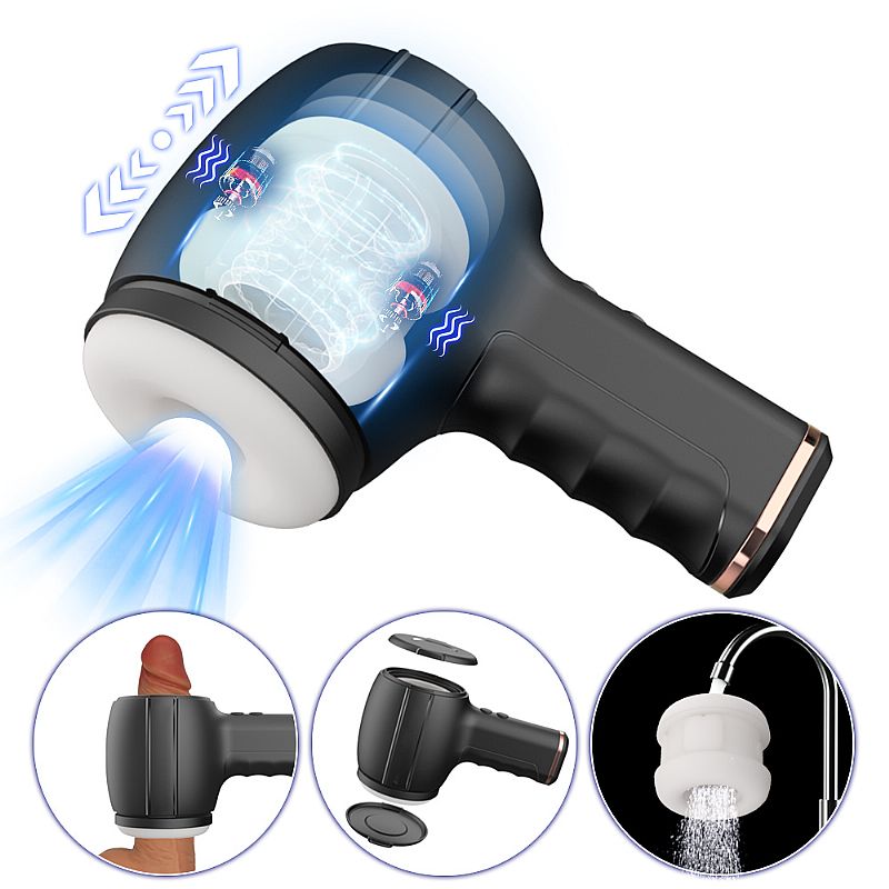 Hammer Masturbador Masculino em Formato de Pistola 4 modos de impulso, 9 Modos de vibração 1 Hammer Masturbador Masculino em Formato de Pistola 4 modos de impulso, 9 Modos de vibração