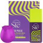 kit com Pico Pulse Sugador Líquido Uva Verde – Suga, Pulsa e Gela e vibrador em formato de rosa