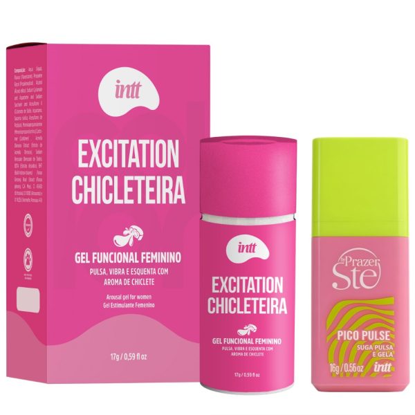 kit com Pico Pulse Sugador Líquido Melancia – Suga, Pulsa e Gela + Intt Excitation chicleteira gel excitante feminino