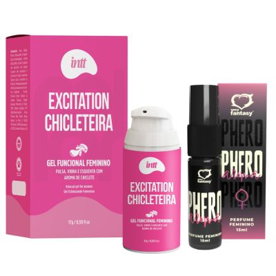 kit com Excitation chicleteira gel excitante feminino Perfume Phero Feminino com feromônio
