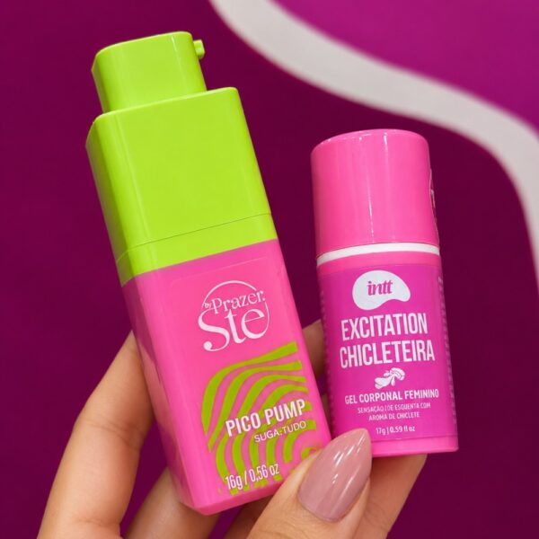 kit com Pico Pulse Sugador Líquido Melancia – Suga, Pulsa e Gela + Intt Excitation chicleteira gel excitante feminino