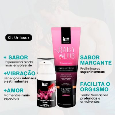 Kit Lubrificante Babalub Chiclete + Vibrador Líquido vibration Chiclete