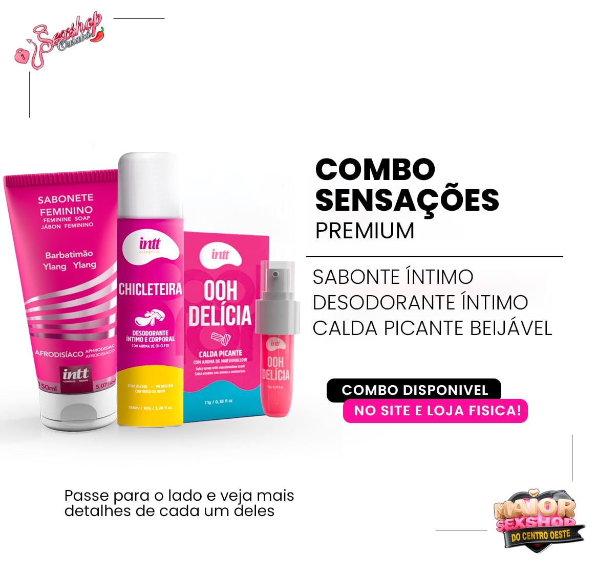 Combo Íntimo Sensações Ooh Delícia – Limpeza, Frescor e Estímulo