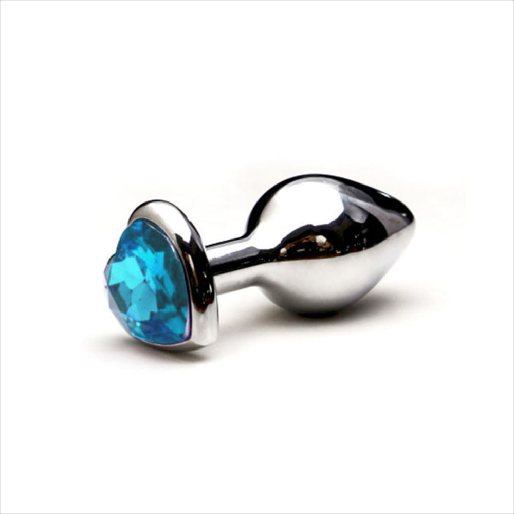 Plug anal Pequeno em alumínio, base em formato de coração com pedra colorida - Imagem 17