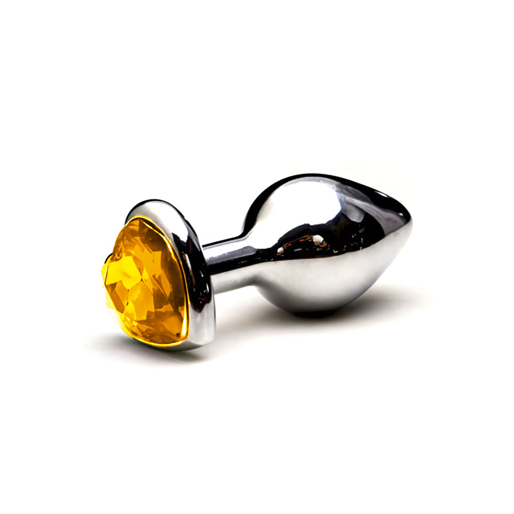 Plug anal Pequeno em alumínio, base em formato de coração com pedra colorida - Imagem 14