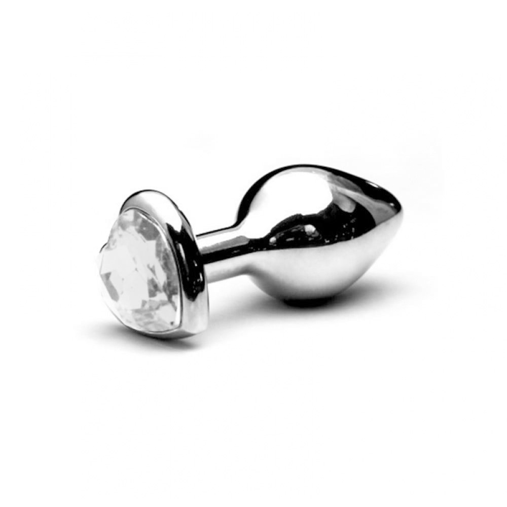 Plug anal Pequeno em alumínio, base em formato de coração com pedra colorida - Imagem 15