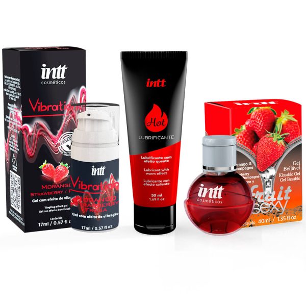 Kit Explosão de Morango Intt – Vibração, Calor e Oral