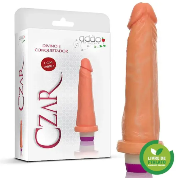 Pênis 18cm realista com Vibrador Multivelocidade Czar