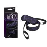 Lusty heart bondage - kit com coleira e venda | cor: roxo