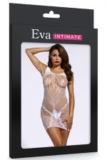 Vestido curto e rendado em malha arrastão - Eva intimate tamanho único - Imagem 3