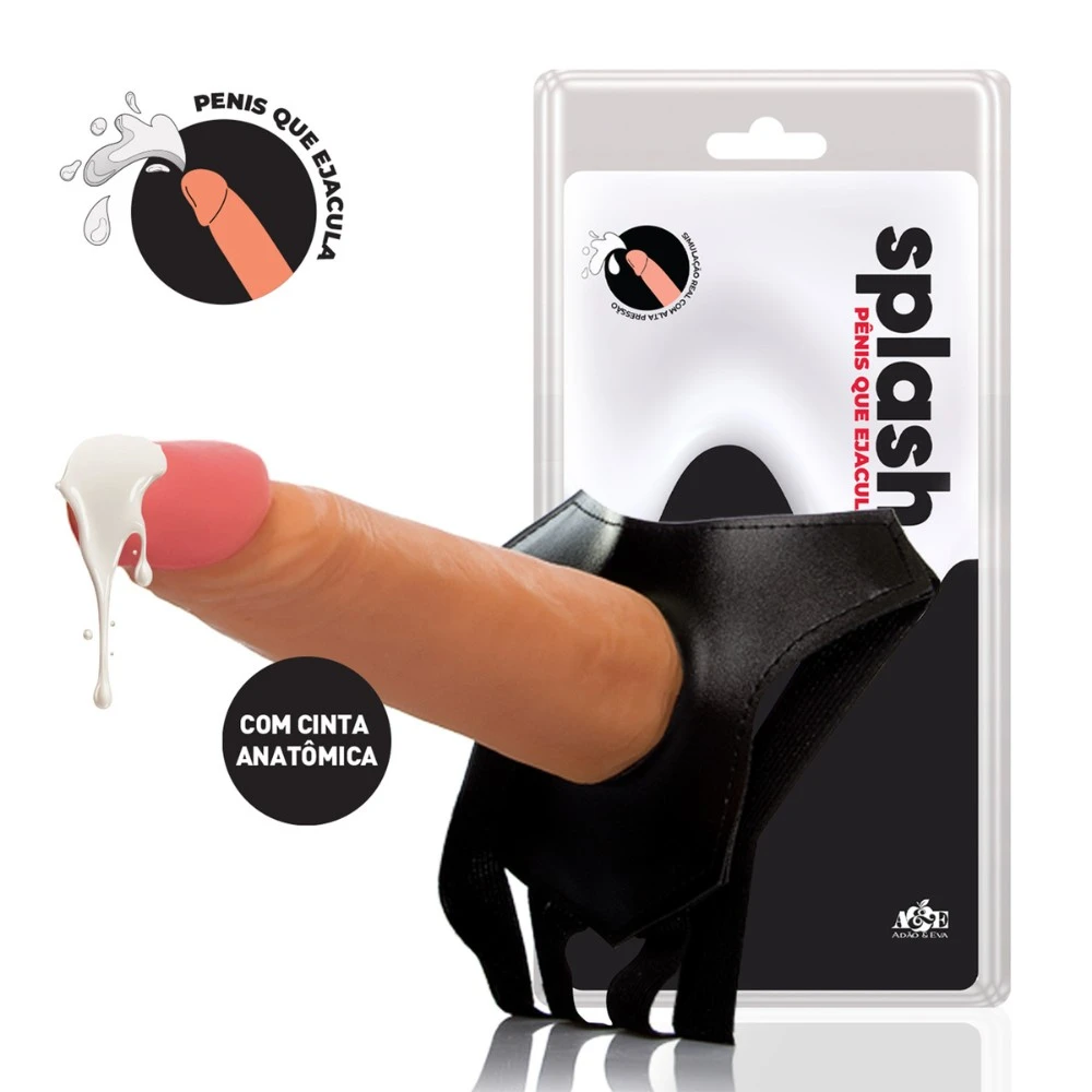 Cinta peniana Strap On com Pênis Que Ejacula 16x4cm Splash