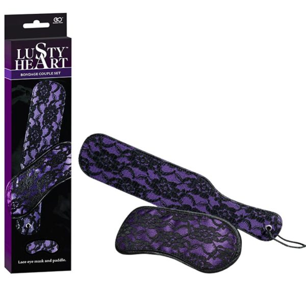 Lusty heart - Vendas para os olhos com Chibata bondage couple set lilás e preto