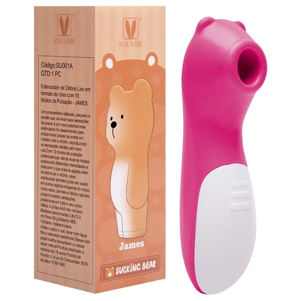 Estimulador de Clitóris Liso em Formato de Urso com 10 Modos de Pulsação na cor pink  Imagem 2