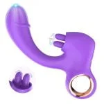 Vibrador Feminino com Estímulo Duplo Ponto G e Clitóris 10 Modos de Vibração USB Silicone Premium Roxo - Imagem 4