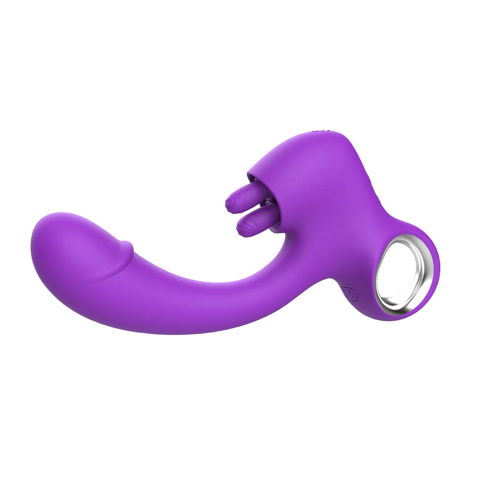 Vibrador Feminino com Estímulo Duplo Ponto G e Clitóris 10 Modos de Vibração USB Silicone Premium Roxo  Imagem 2