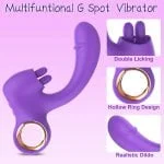Vibrador Feminino com Estímulo Duplo Ponto G e Clitóris 10 Modos de Vibração USB Silicone Premium Roxo - Imagem 9