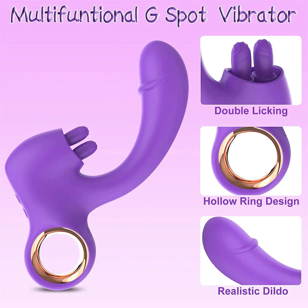 Vibrador Feminino com Estímulo Duplo Ponto G e Clitóris 10 Modos de Vibração USB Silicone Premium Roxo  Imagem 9