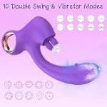 Vibrador Feminino com Estímulo Duplo Ponto G e Clitóris 10 Modos de Vibração USB Silicone Premium Roxo - Imagem 7