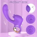 Vibrador Feminino com Estímulo Duplo Ponto G e Clitóris 10 Modos de Vibração USB Silicone Premium Roxo - Imagem 11