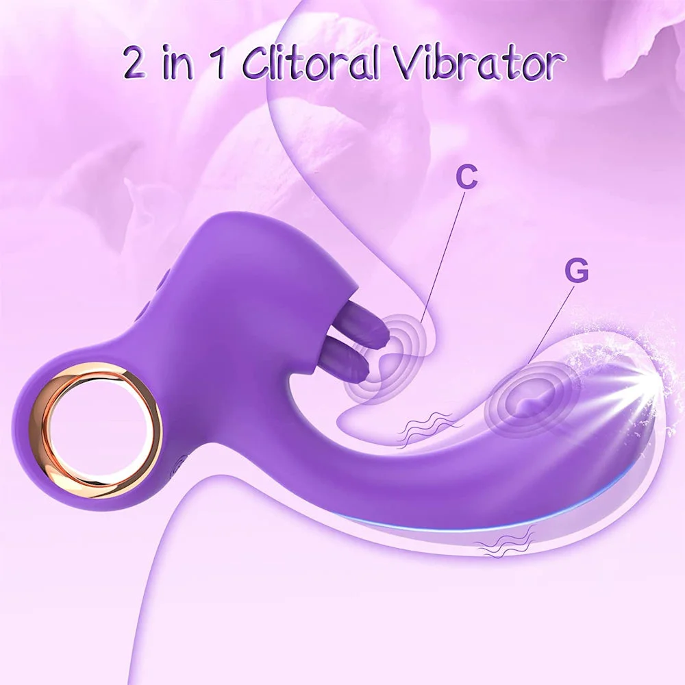 Vibrador Feminino com Estímulo Duplo Ponto G e Clitóris 10 Modos de Vibração USB Silicone Premium Roxo  Imagem 12