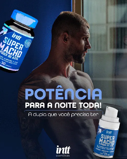 Super Macho estimulante sexual masculino Intt 30 cápsulas O Poder do Azul