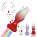 Plug Anal Vibratório e Giratório com Controle Remoto e LED - Silicone 20 Modos