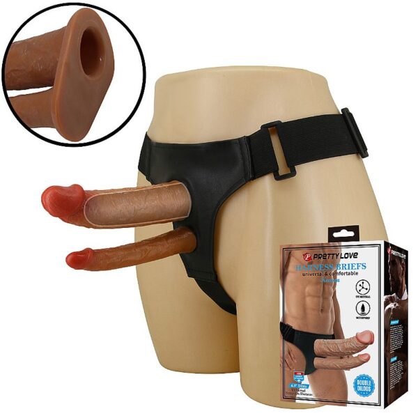 Capa Peniana com Cinta e Pênis Dildo Duplo - Estimulação Simultânea