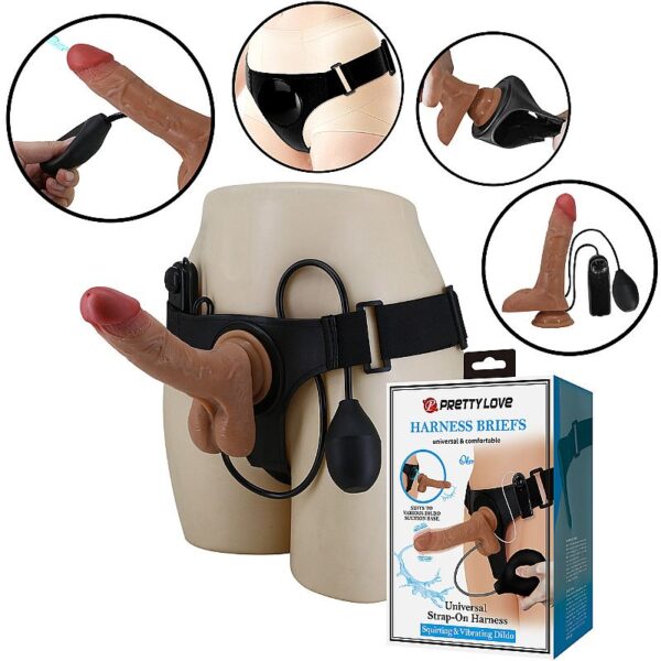 Kit Cinta Peniana Vibratória com Dildo Pênis Spray e Estimulação - 20cm
