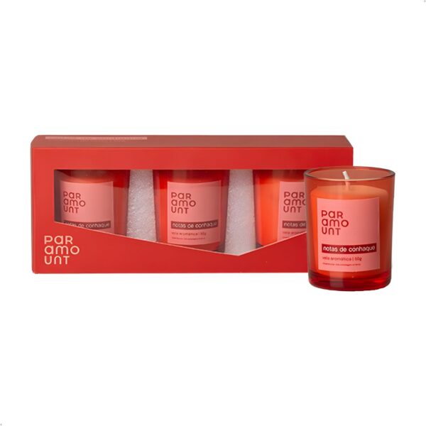 Kit velas aromáticas Paramount com 3 unidades de 50g em embalagem premium