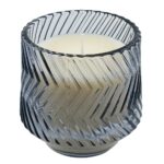 Vela Perfumada Cinza com Suporte em Vidro Luxo 7x8cm - Âmbar e Patchouli - Imagem 2