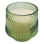 Vela Perfumada Verde com Suporte em Vidro Luxo 7x8cm - Âmbar e Patchouli - Imagem 2