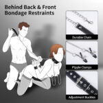Conjunto de Bondage e Fetiche com Corrente de Tração - Kit de Algemas e Coleira Ajustável - Imagem 9