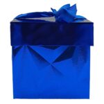 Caixa Para Presente Metalizada com laço 10x10cm em Papel - Imagem 4