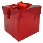 Caixa Para Presente Metalizada com laço 10x10cm em Papel - Imagem 5