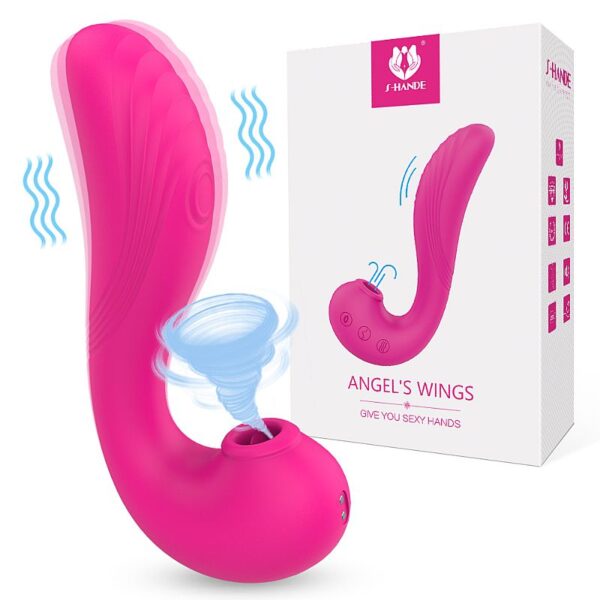 Silicone macio, à prova d'água e recarregável. O Vibrador de Ponto G com Efeito Dedilhar S-Hande Angel.S leva o casal a um novo nível.