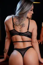Conjunto de Renda Preto com Cinta Liga e Choker Sem Bojo - Imagem 7