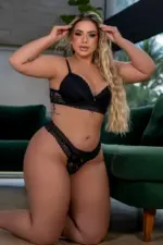 Conjunto Lingerie Plus Size Com Bojo Renda E Elástico Trabalhado - Imagem 2
