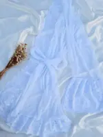 Robe feminino branco em tule liso transparente Catiuscia