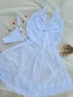 Camisola Branca com Calcinha Fio Personalizável Amor em Jogo Leti - Imagem 4