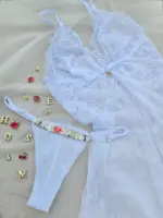 Camisola Branca com Calcinha Fio Personalizável Amor em Jogo Leti - Imagem 5