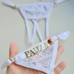 Calcinha Fio Dental Branca em Renda personalizável modelo secretária