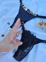 Calcinha Fio Dental Preta em Tule Pétala Duplo Personalizável - Imagem 3