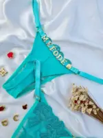Calcinha Fio Dental Verde Angel em Tule Pétala Duplo Personalizável - Imagem 2