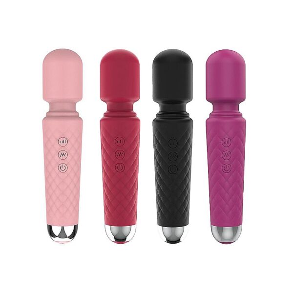 Vibrador varinha mágica massageadora silicone aveludado plástico 20 modos de vibração ondulação recarregável via USB