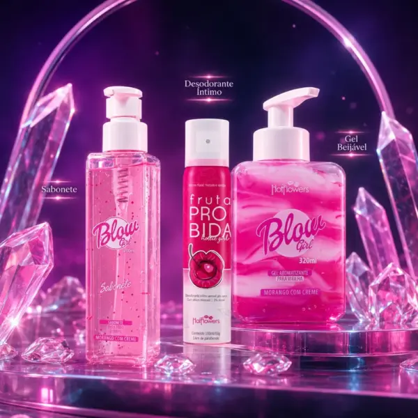 Kit Blow Girl Hot Flowers - Sabonete + Gel Beijável + Desodorante Íntimo